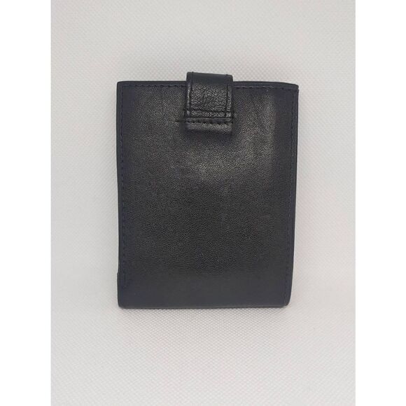 Unisex Handcrafted Genuine Leather Black Bifold W/ Snap Wallet - Picture 3 of 12